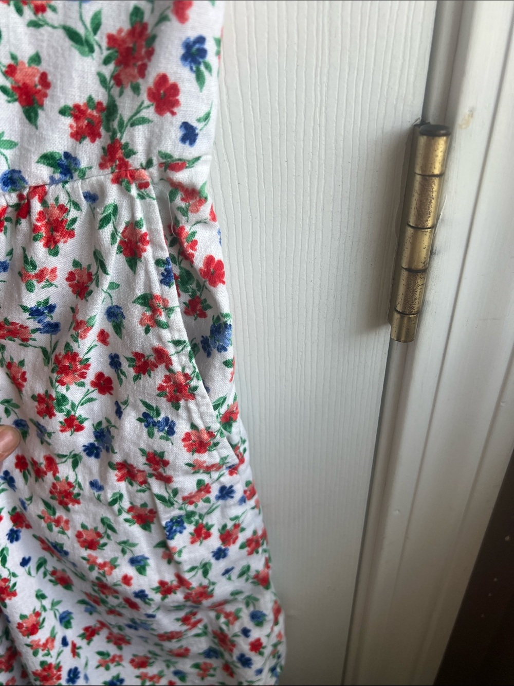 Old Navy White Floral Romper with Red & Blue Flowers - Picture 3 of 12